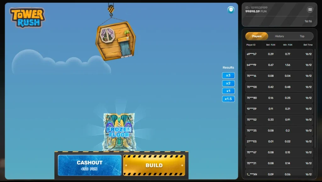 Gameplay with bonus Frozen floor