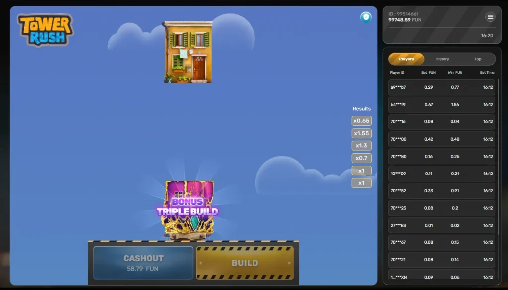 Gameplay with bonus Triple build